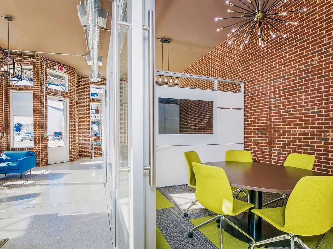 Private room with brick wall and natural light
